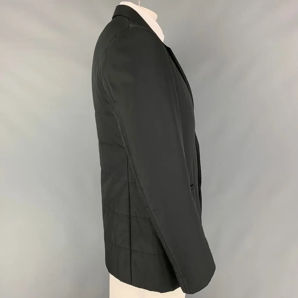 CALVIN KLEIN COLLECTION Size 44 Black Quilted Polyester Sport Coat